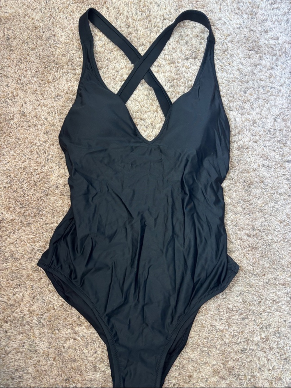 J. Crew Black One-Piece Swimsuit with Crisscross Back. Never worn, re-poshing